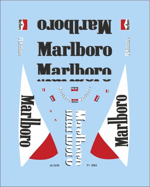 Marlboro F1 2003 1/43 Waterslidedecals JA Miniatures
