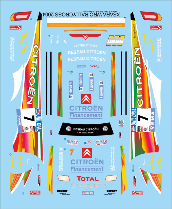 Citroën Xsara WRC rallycross 2004 1/43 Naßschiebebild Decal 80x75mm