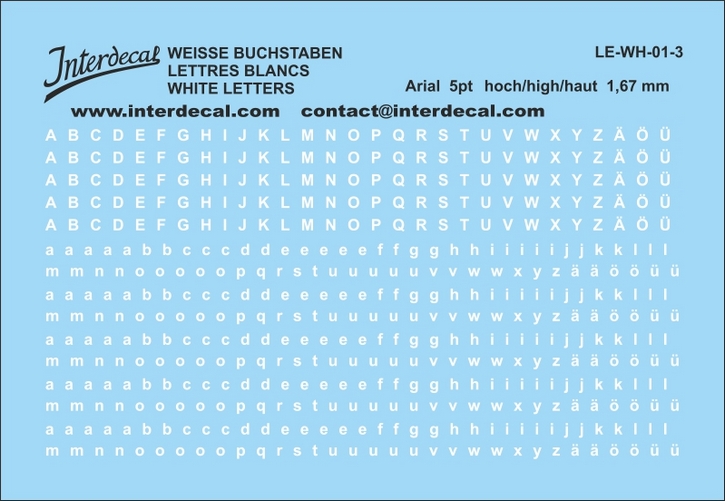 Buchstaben / lettre / letters Arial 5 pt. (80x55 mm)