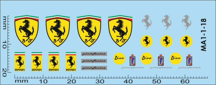 Logo 1-1 "F" 1/18 (größere Version) Naßschiebebild Decal 65x19mm INTERDECAL