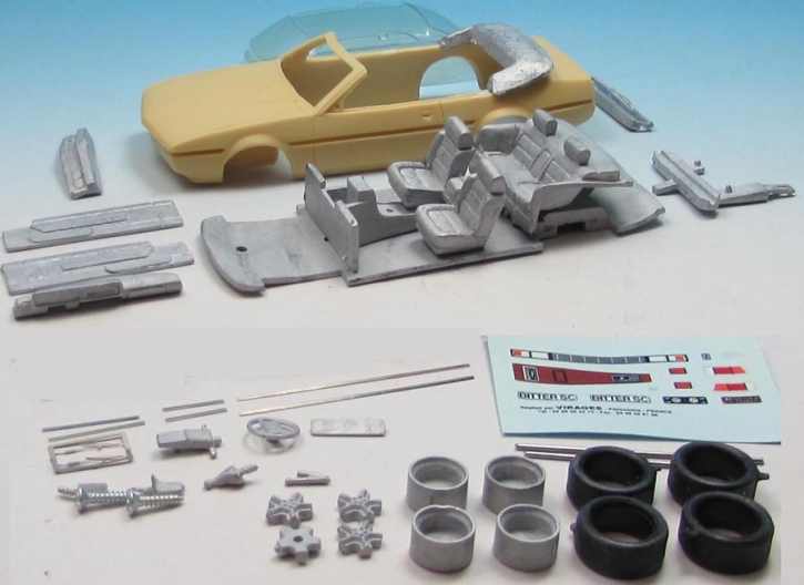 1984 Opel "Bitter" SC Convertible unpainted 1/43 whitemetal/pewter & resin kit