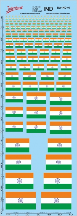 Flaggen IND Naßschiebebild Decal verschiedene Farben 178x61mm INTERDECAL