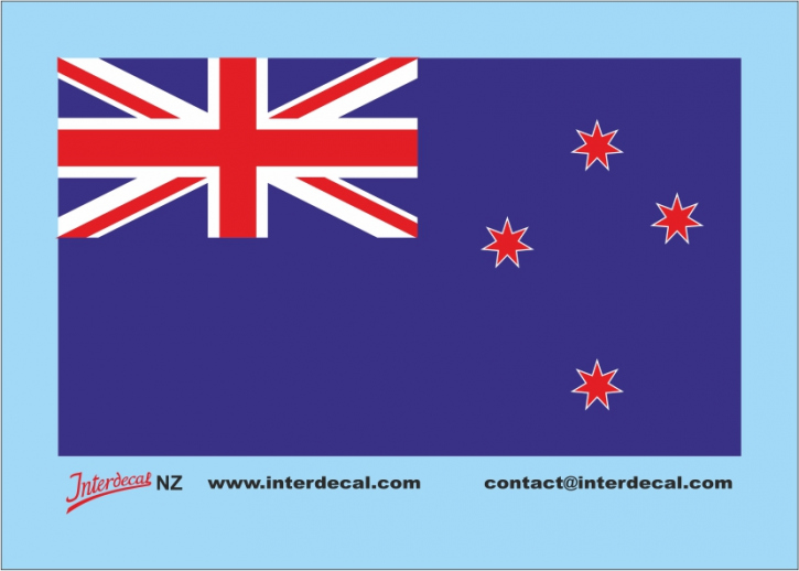 Flags NZ Waterslidedecals different colors 60x36mm INTERDECAL