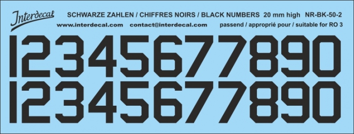 Numbers 02 for R03 20mm Waterslidedecals black 159x54mm INTERDECAL