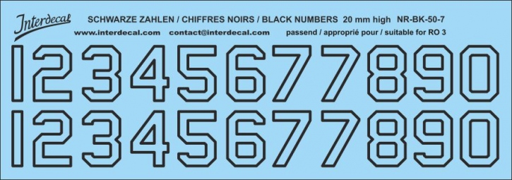 Numbers 07 for R03 20mm Waterslidedecals black 168x56mm INTERDECAL