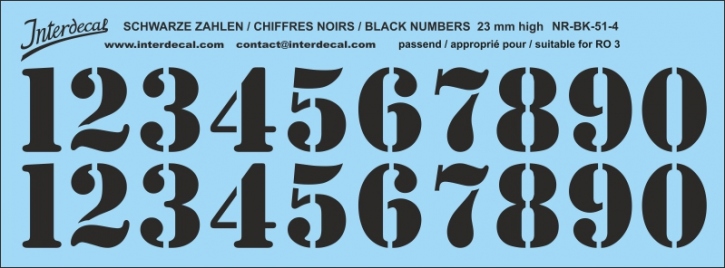 Schwarze Zahlen 04 für RO3 23mm (198x71 mm) NR-BK-51-4