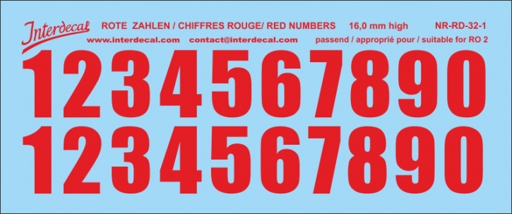 ZAHLEN / NUMBERS / CHIFFRES 01 for R02 rot / red / rouge 16 mm (122x51 mm)