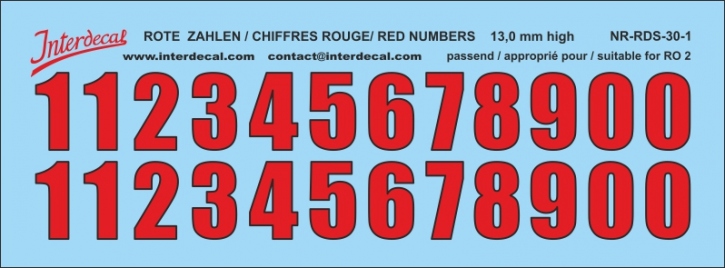Numbers 01 for R02-13mm Waterslidedecals red-black 102x35mm INTERDECAL