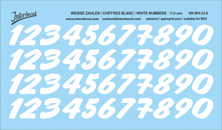 Numbers 06 for R04 11mm Waterslidedecals white 98x59mm INTERDECAL