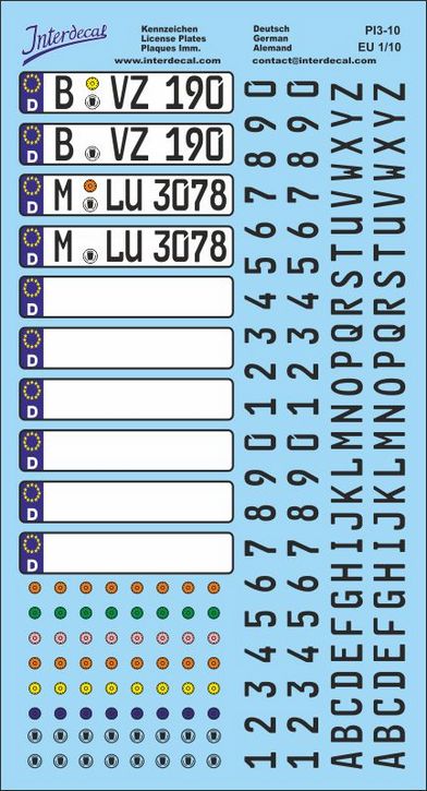 Deutsche Kennzeichen / Alemand Plaques immatriculations / German registration plates 1/10 (195x100 mm)
