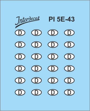 German registration plates (D sign) 5E 1/43 Waterslidedecals black-white