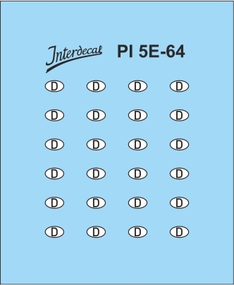 German registration plates (D sign) 5E 1/64 Waterslidedecals black-white