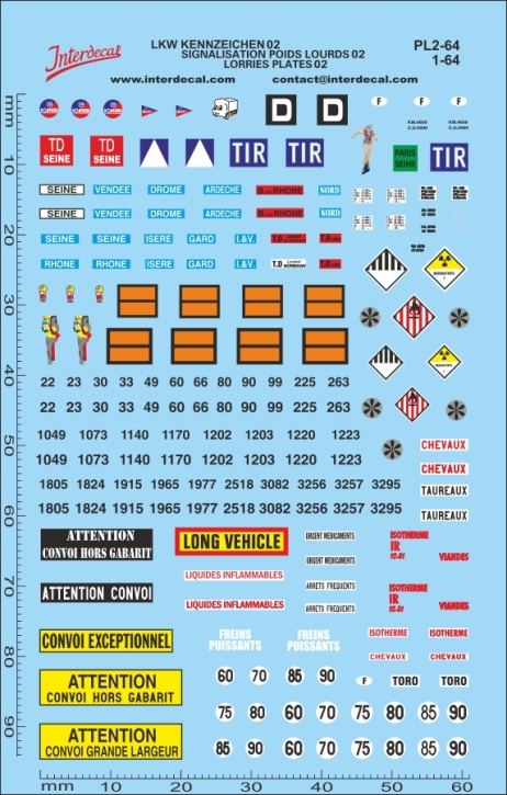 LKW Kennzeichen 2 1/64 Naßschiebebild Decal 95x61mm INTERDECAL