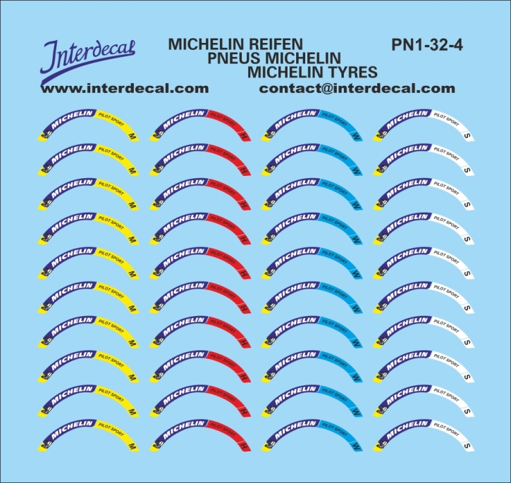 Tires Michelin 1-4  1/32 Waterslidedecals 63x50mm INTERDECAL