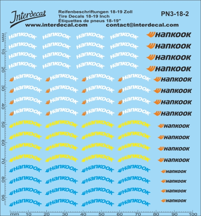 Reifenbeschriftungen 18-19" 03-2 1/18 Naßschiebebild Decal 99x95mm INTERDECAL