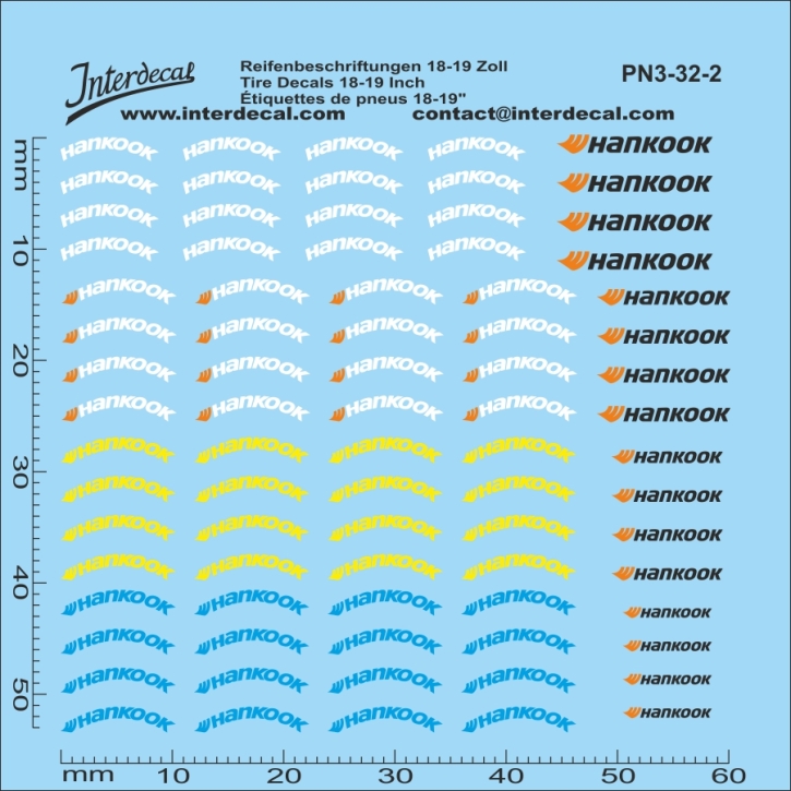 Reifenbeschriftungen 18-19" 03-2 1/32 Naßschiebebild Decal 53x60mm INTERDECAL