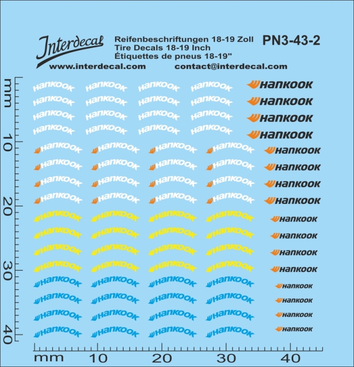Reifenbeschriftungen 18-19" 03-2 1/43 Naßschiebebild Decal 41x44mm INTERDECAL