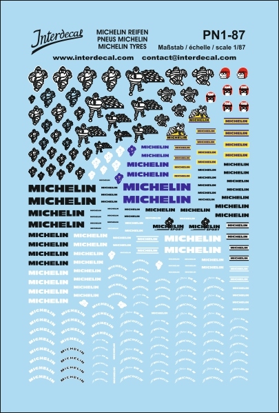 Reifen Michelin 1 1/87 Nass-Schiebebild INTERDECAL