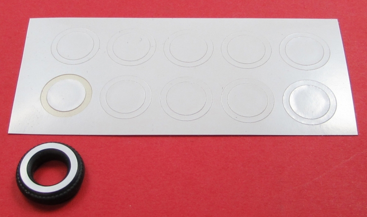 Weisswandreifen Folie 15,0mm x 11,5mm 10 Stück weiss 1/43 selbstklebende Folie