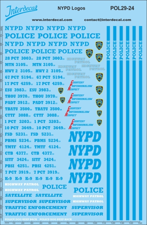 Police, NYPD Police (29) 1/24 Waterslidedecals 215x153mm INTERDECAL