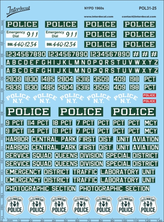 Police, NYPD Police (31) 1/25 Waterslidedecals 168x28mm INTERDECAL