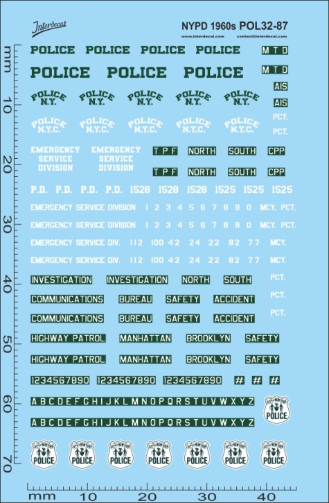 Polizei, NYPD Police (32) 1/87 Naßschiebebild Decal 71x43mm INTERDECAL