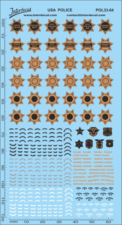 Polizei, USA (33) 1/64 Naßschiebebild Decal 119x63mm INTERDECAL