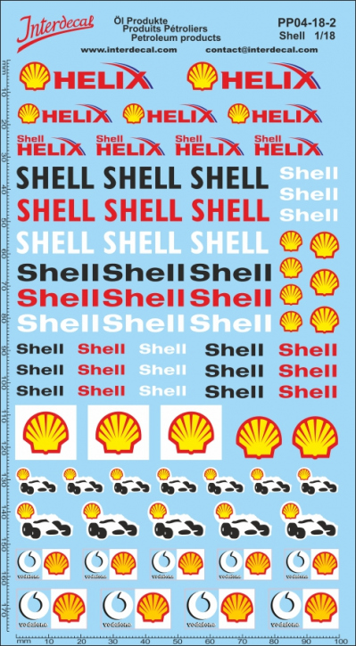 Öl Produkte 04-2 1/18 Naßschiebebild Decal Shell 180x100mm INTERDECAL