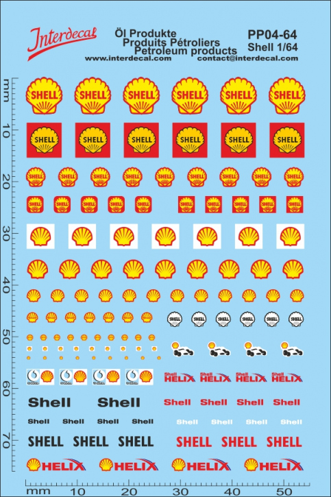 Petroleum products 04 1/64 Waterslidedecals Shell 76x54mm INTERDECAL