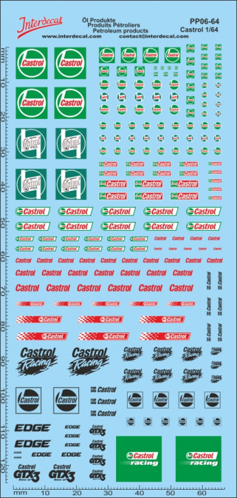 Petroleum products 06 1/64 Waterslidedecals CASTROL 148x70mm INTERDECAL