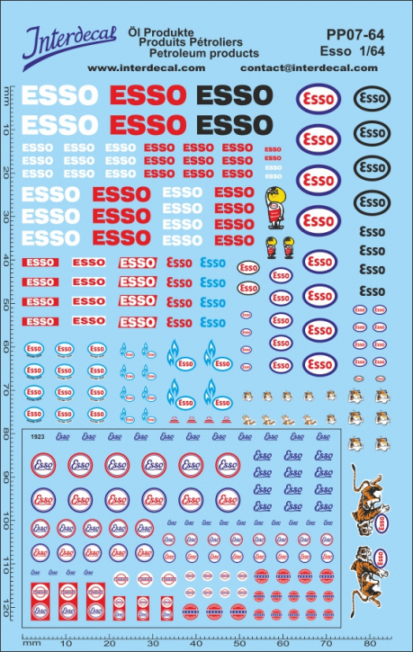 Petroleum products 07 1/64 Waterslidedecals ESSO 130x85mm INTERDECAL