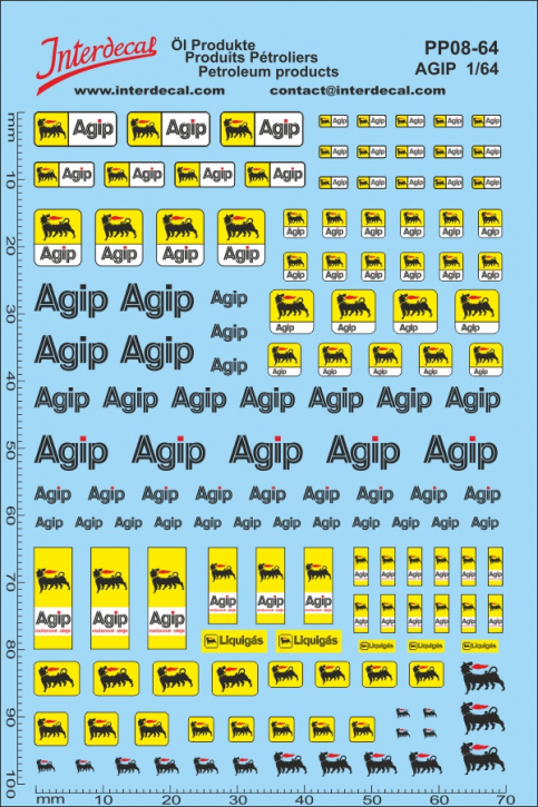 Petroleum products 08 1/64 Waterslidedecals Agip 100x70mm INTERDECAL
