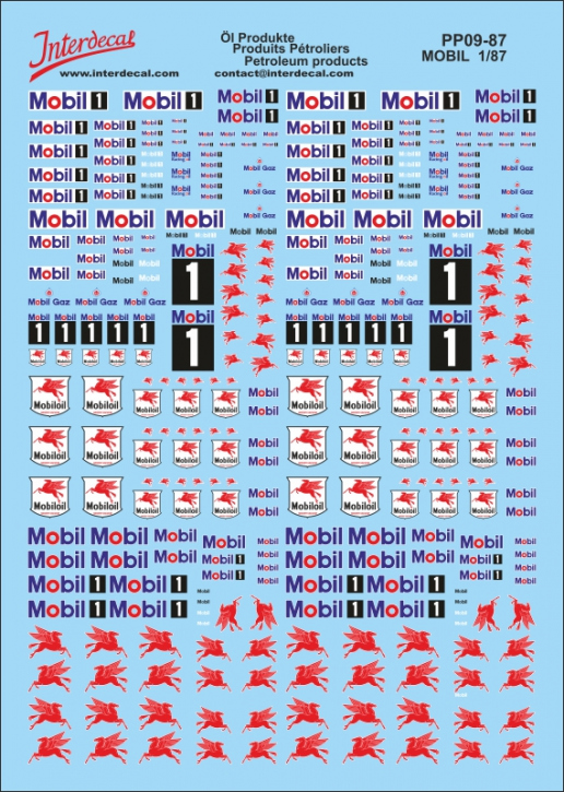 Petroleum products 09 1/87 Waterslidedecals MOBIL 129x96mm INTERDECAL