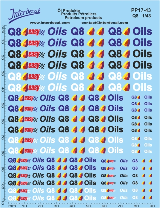 Produits Pétroliers 17 1/43 Décalcomanies 110x90mm INTERDECAL