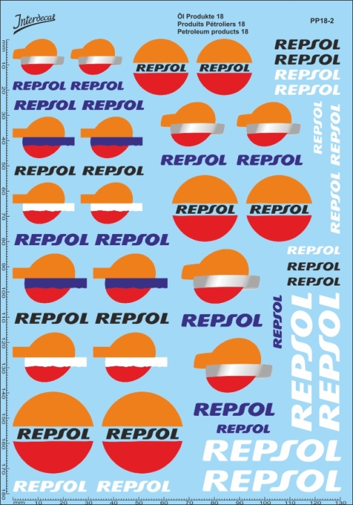 Öl Produkte 18-2  verschiedene Größen Naßschiebebild Decal 179x130mm INTERDECAL