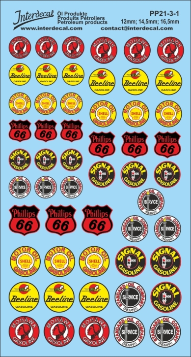 Petroleum products 21-3-1 historic different Sizes Waterslidedecals 166x92mm