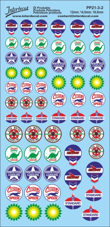 Öl Produkte 21-3-2 historisch verschiedene Größen Naßschiebebild Decal
