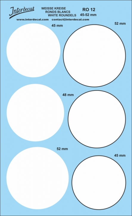 Roundels white 45,0 - 52,0 mm 1/10   (180x110 mm)