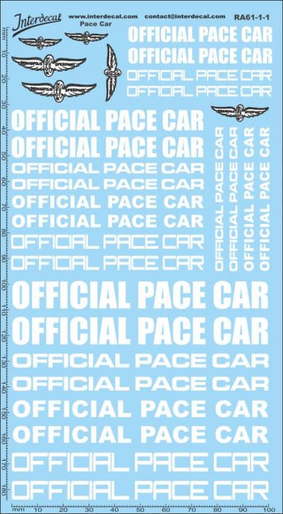 Pace Car Naßschiebebild Decal weiss-schwarz 180x100mm INTERDECAL