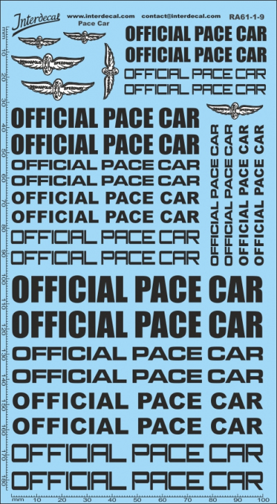 Pace Car Naßschiebebild Decal schwarz-weiss 180x100mm INTERDECAL
