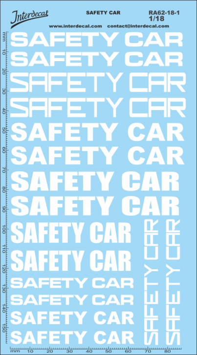 Safety Car 1/18 Décalcomanies blanc 160x90mm INTERDECAL