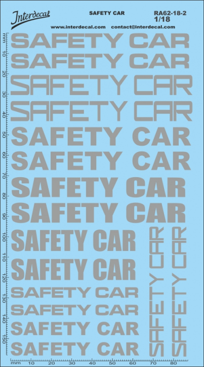 Safety Car 1/18 Décalcomanies argent 160x90mm INTERDECAL