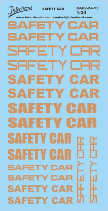 Safety Car 1/24 Naßschiebebild gold 131x67mm INTERDECAL