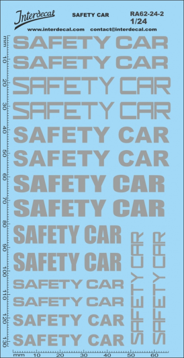 Safety Car 1/24 Waterslidedecals silver 131x67mm INTERDECAL