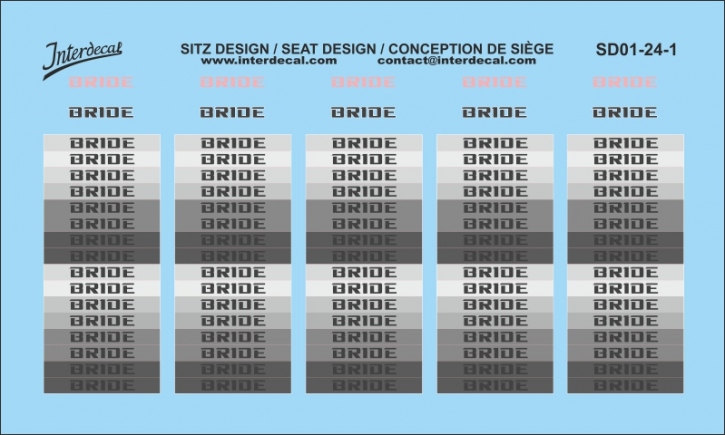 Sitz Design 01 1/24 Naßschiebebild Decal schwarz 70x44mm INTERDECAL