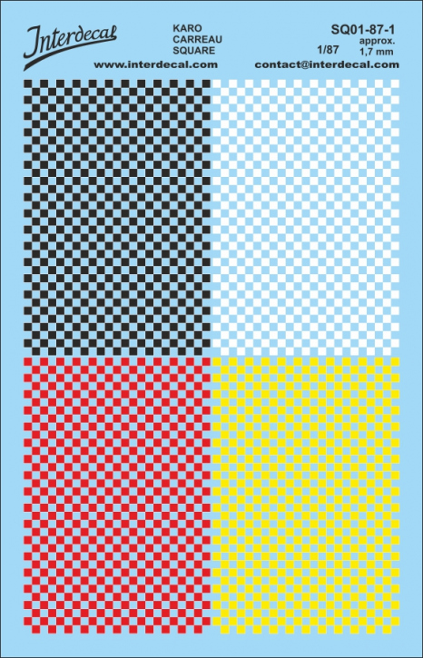 Karo 1/87 1,7 mm Naßschiebebild verschiedene Farben INTERDECAL