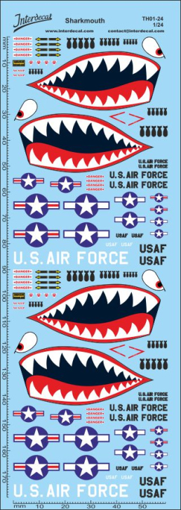 Bouche de requin pour modèle de voiture 1/24 Décalcomanies 175x60mm INTERDECAL