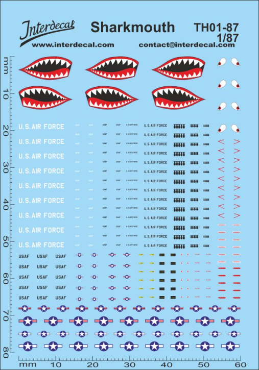 Sharkmouth for model car 1/87 Waterslidedecals 95x65mm INTERDECAL