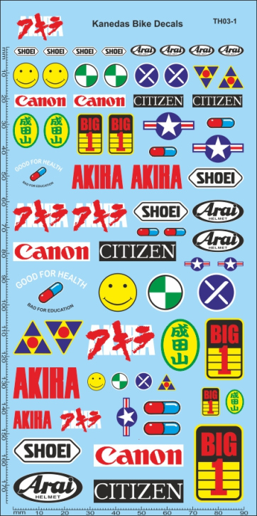 Kanedas Bike Sponsoren Naßschiebebild Decal verschiedene Farben 178x80mm