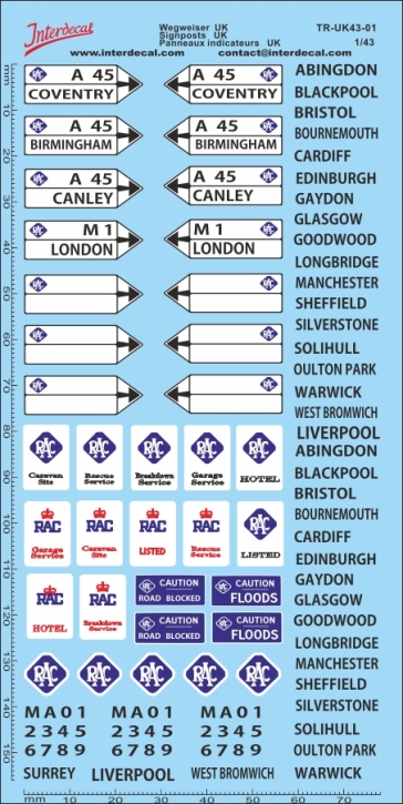 Wegweiser UK 01  1/43 Naßschiebebild Decal 156x77mm INTERDECAL
